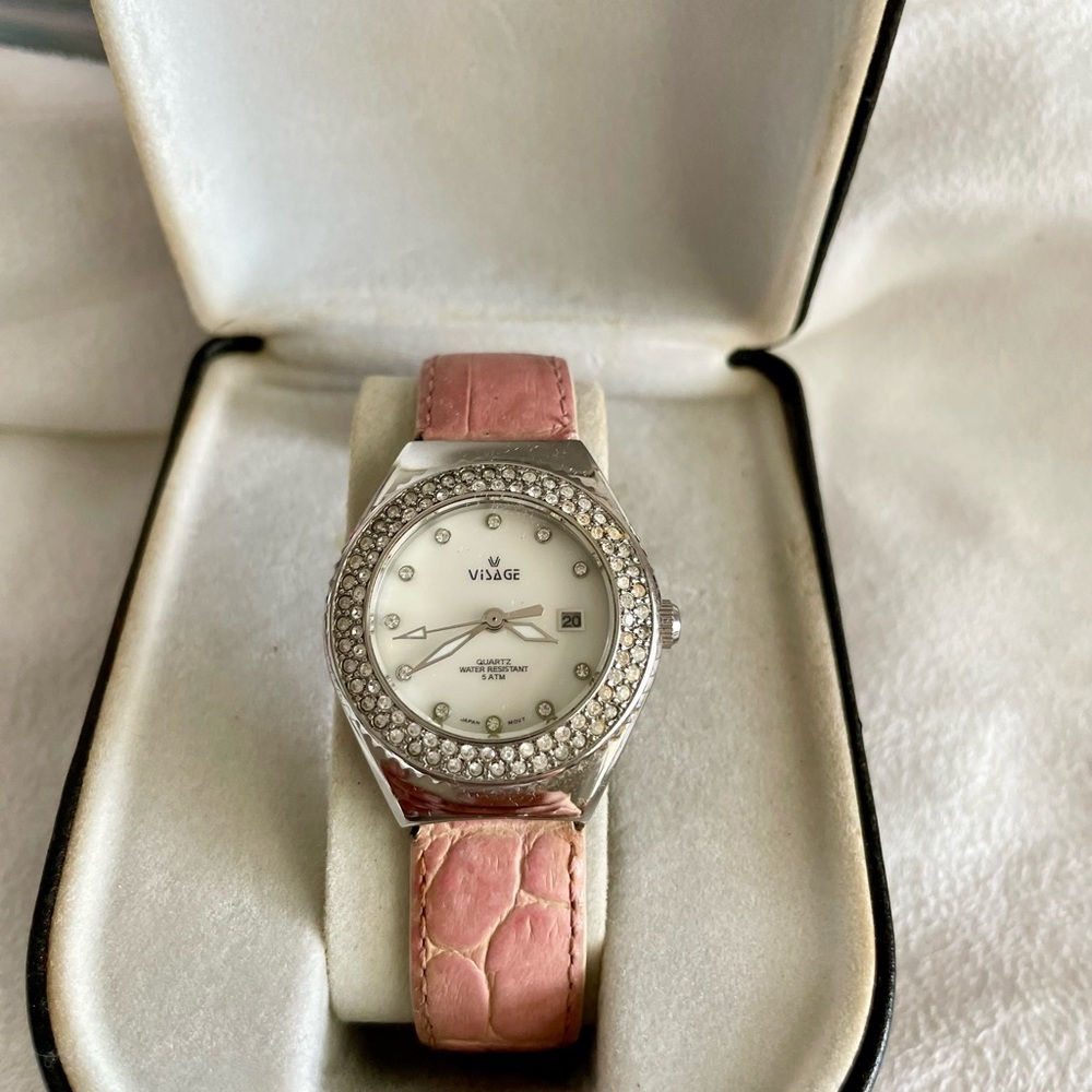 Sage Women's Pink Strap Watch with Silver Accents